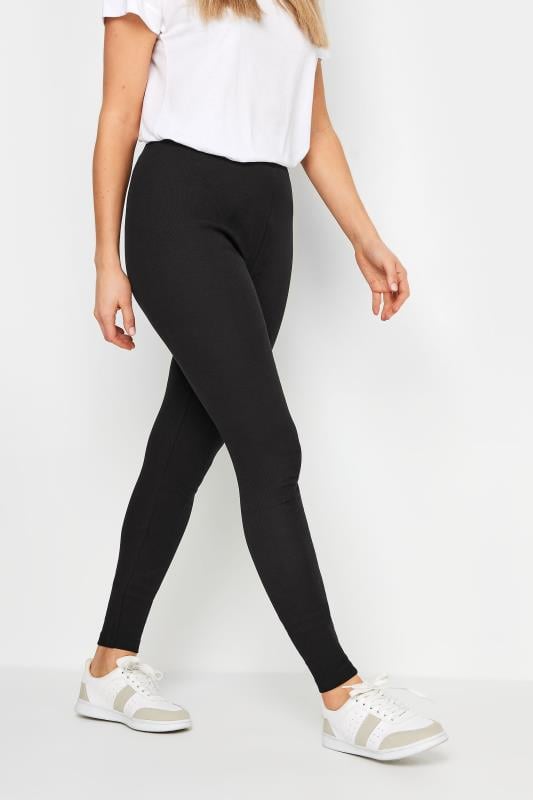 Evans LTS Tall Black High Waisted Ribbed Leggings