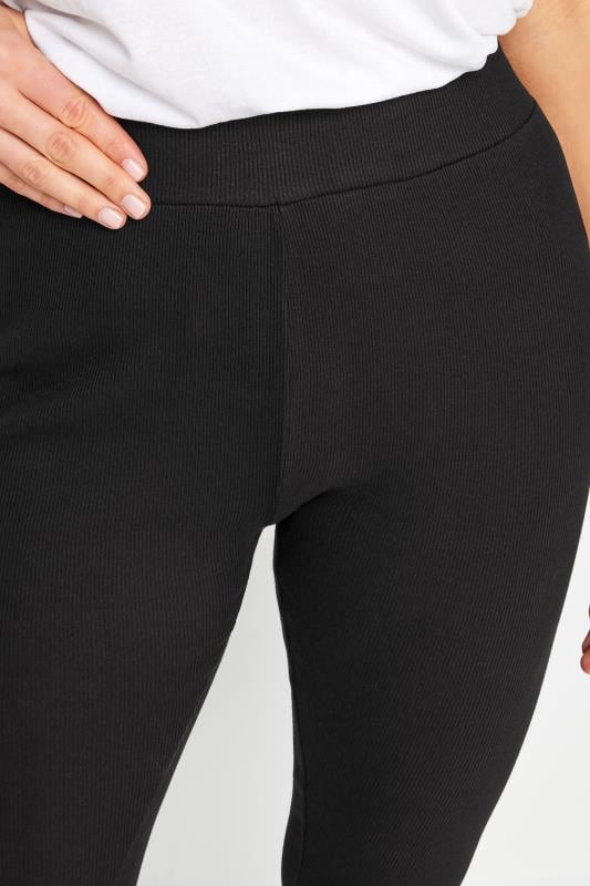 Evans LTS Tall Black High Waisted Ribbed Leggings