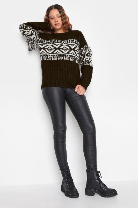 Evans LTS Tall Black Jacquard Tassel Knit Jumper