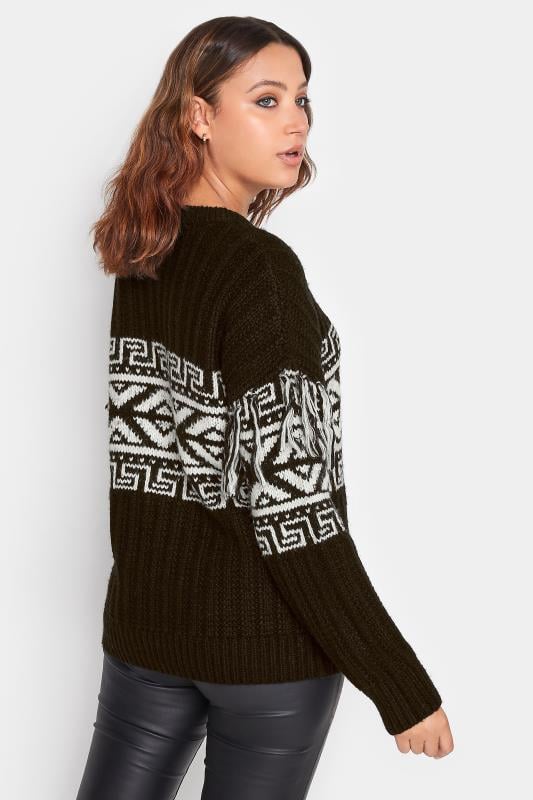 Evans LTS Tall Black Jacquard Tassel Knit Jumper