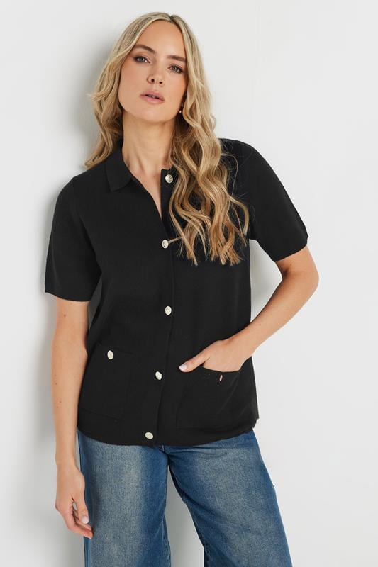 Evans LTS Tall Black Knitted Button Cardigan