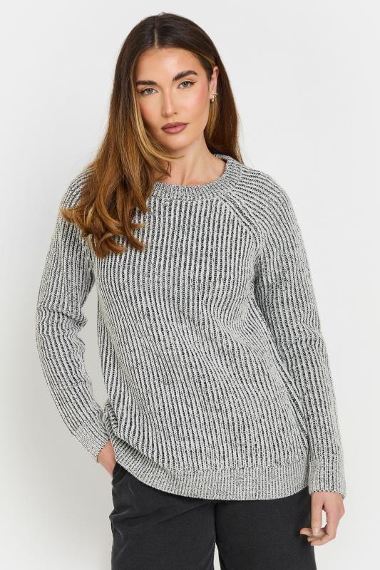 Evans LTS Tall Black Knitted Contrast Jumper