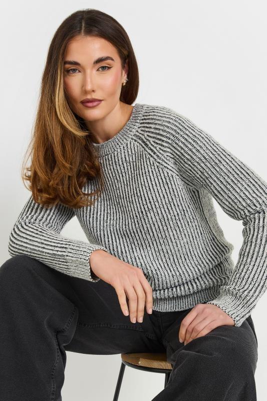 evans LTS Tall Black Knitted Contrast Jumper