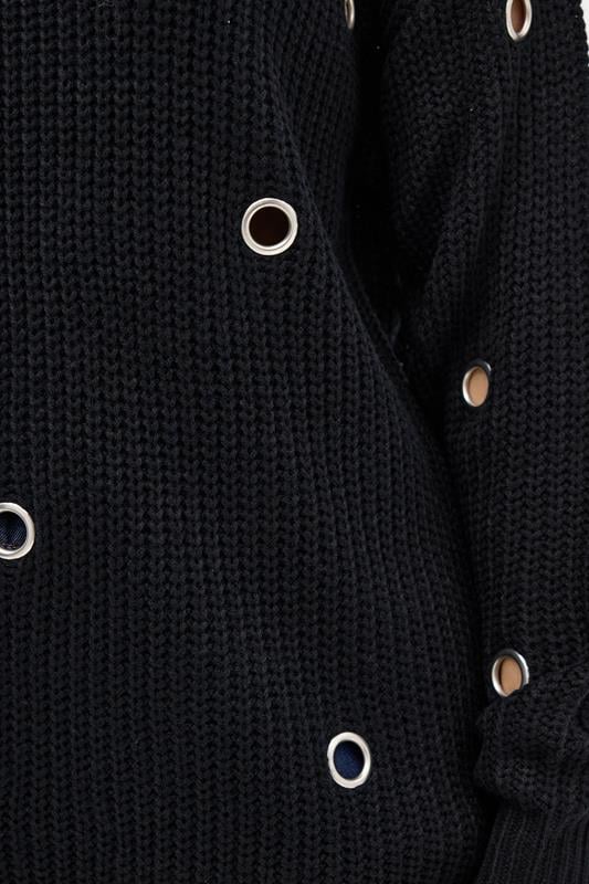 Evans LTS Tall Black Knitted Eyelet Jumper