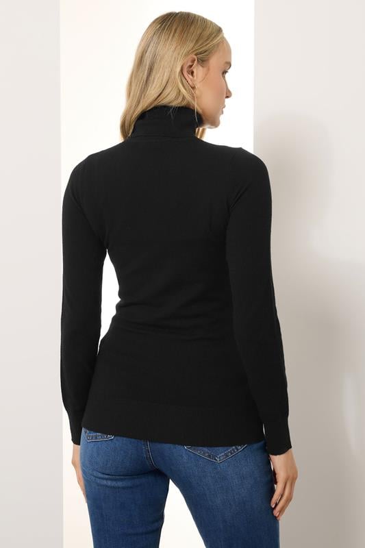 Evans LTS Tall Black Knitted Roll Neck Jumper