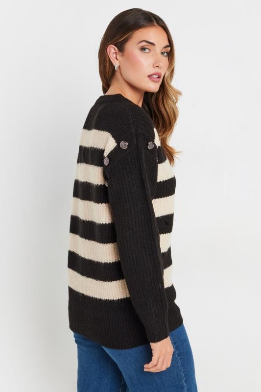 Evans LTS Tall Black Knitted Striped Button Jumper