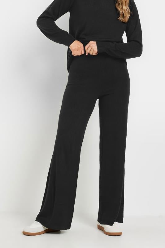 Evans LTS Tall Black Knitted Wide Leg Trousers