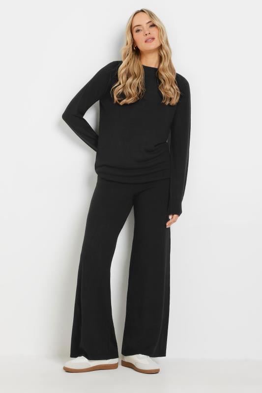 evans LTS Tall Black Knitted Wide Leg Trousers