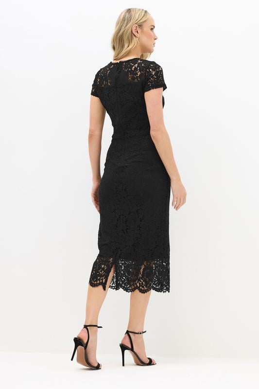 Evans LTS Tall Black Lace Fitted Midi Dress