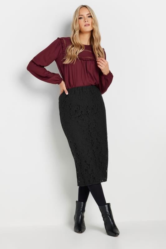 evans LTS Tall Black Lace Pencil Midi Skirt
