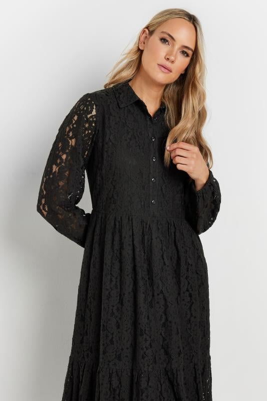 Evans LTS Tall Black Lace Tiered Midi Dress