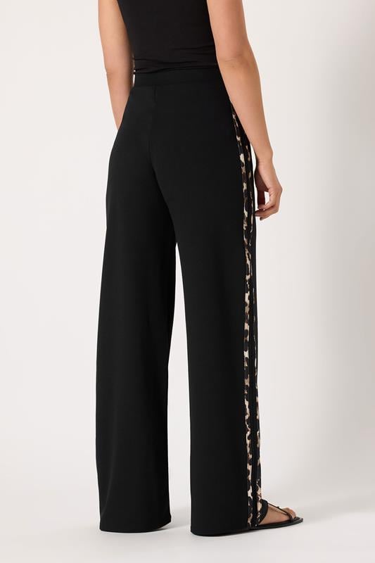 Evans LTS Tall Black Leopard Print Stripe Trousers