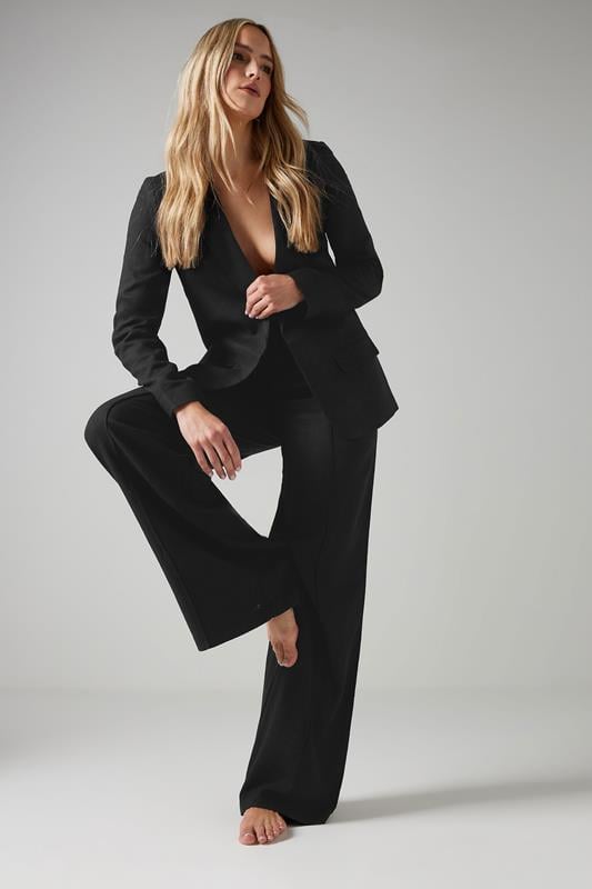 Evans LTS Tall Black Linen Tailored Blazer