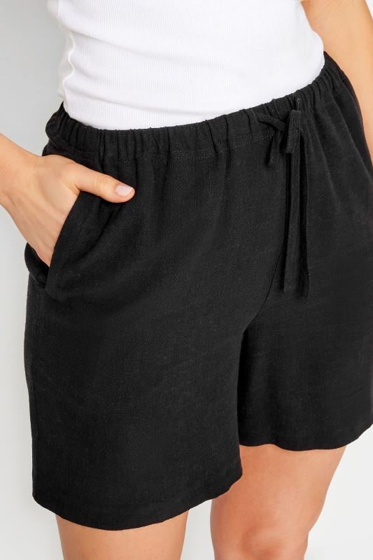 Evans LTS Tall Black Linen Tie Waist Shorts