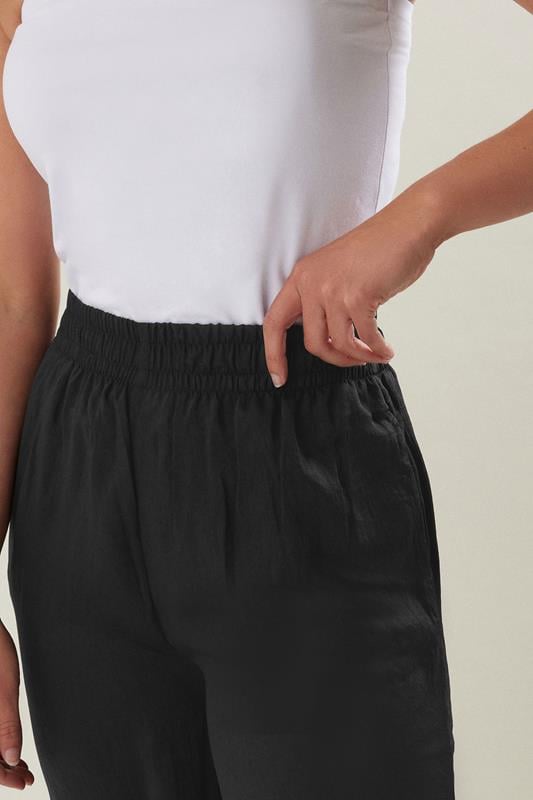 Evans LTS Tall Black Matt Satin Wide Leg Trousers