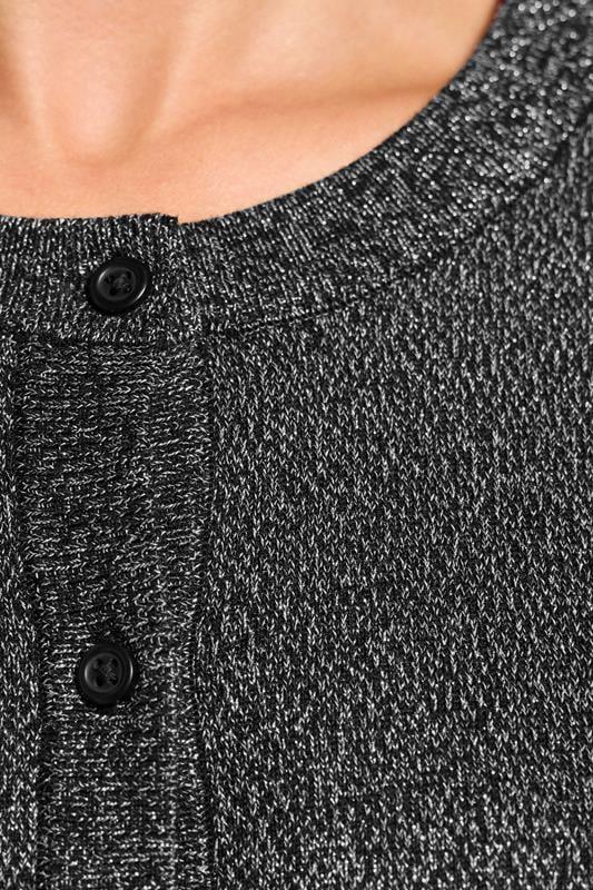 Evans LTS Tall Black Metallic Crew Neck Cardigan