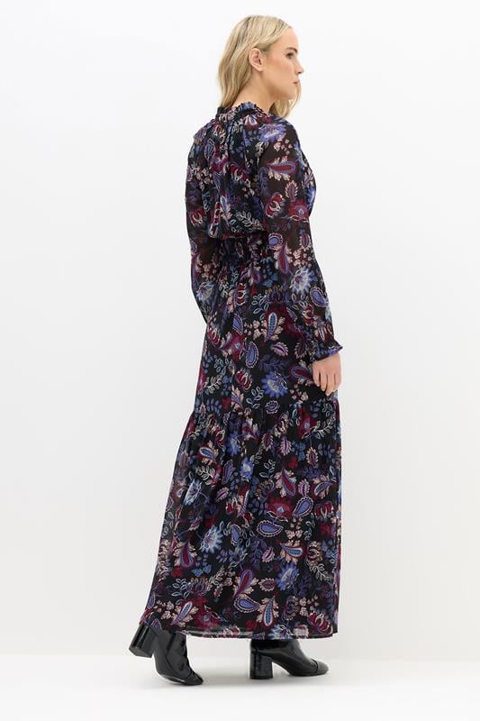 Evans LTS Tall Black Paisley Chiffon Maxi Dress