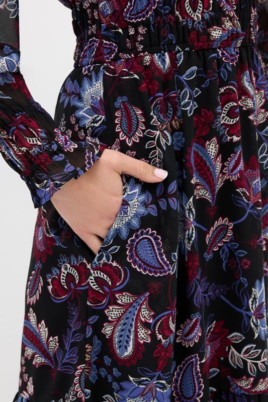 Evans LTS Tall Black Paisley Chiffon Maxi Dress