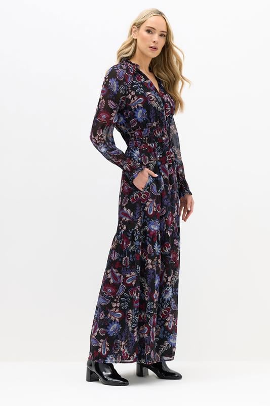 evans LTS Tall Black Paisley Chiffon Maxi Dress