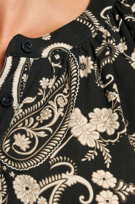 Evans LTS Tall Black Paisley Placket Blouse