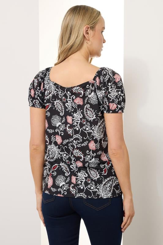 Evans LTS Tall Black Paisley Square Neck Top
