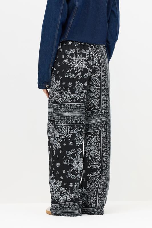 Evans LTS Tall Black Paisley Wide Leg Trousers