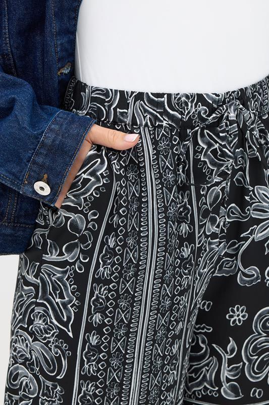 Evans LTS Tall Black Paisley Wide Leg Trousers