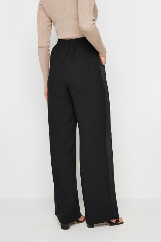 Evans LTS Tall Black Satin Side Stripe Trousers