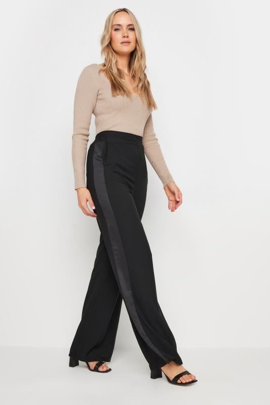 evans LTS Tall Black Satin Side Stripe Trousers
