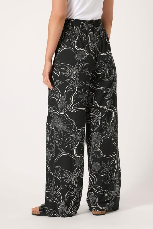 Evans LTS Tall Black Shell Print Wide Leg Trousers