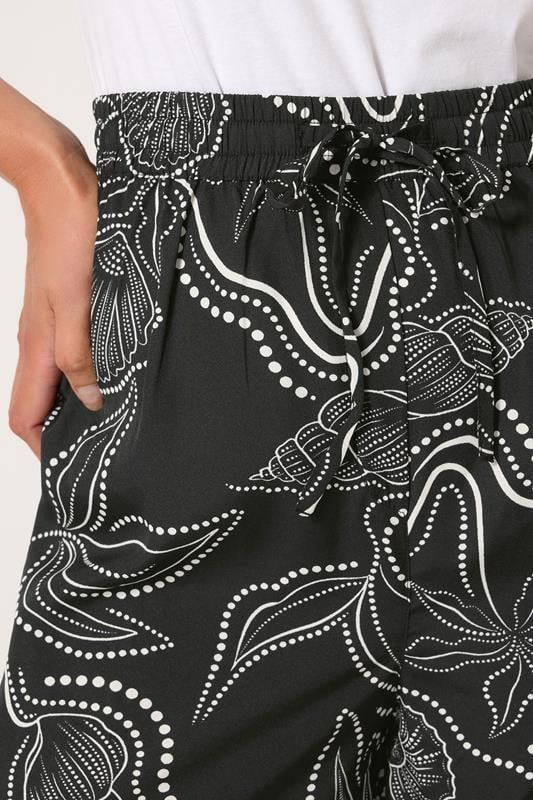 Evans LTS Tall Black Shell Print Wide Leg Trousers