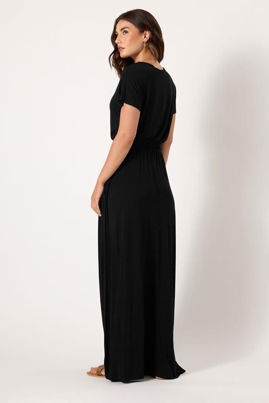 Evans LTS Tall Black Shirred Waist Maxi Dress