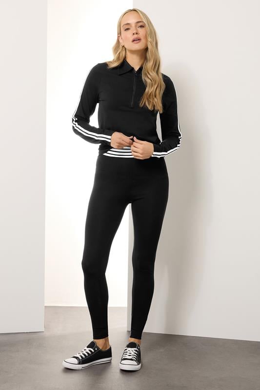 Evans LTS Tall Black Side Stripe Quarter Zip Top