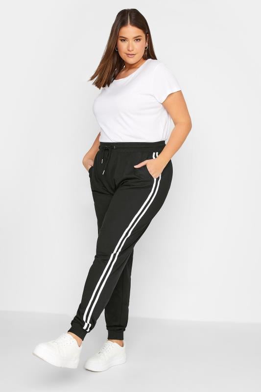 evans LTS Tall Black Side Stripe Stretch Jogger