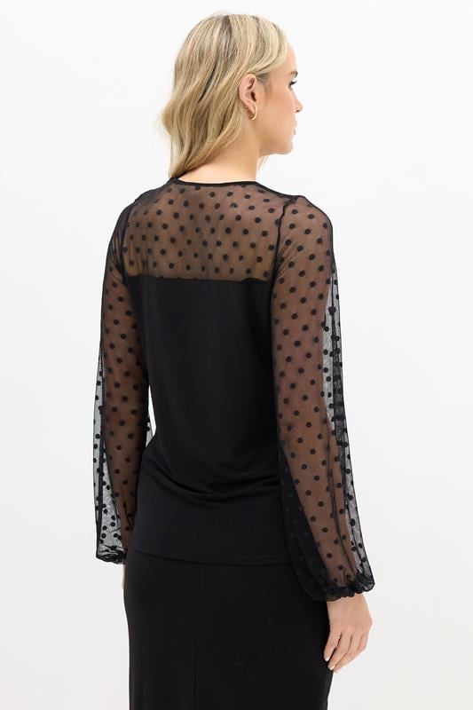 Evans LTS Tall Black Spot Mesh Blouse