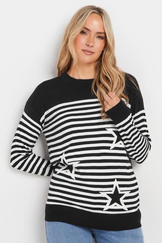 evans LTS Tall Black Star & Stripe Print Jumper