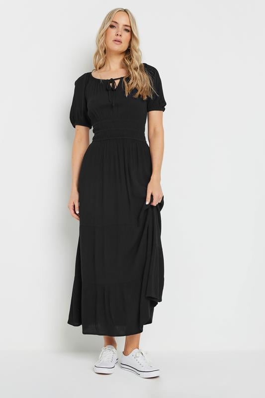 evans LTS Tall Black Textured Balloon Sleeve Dress
