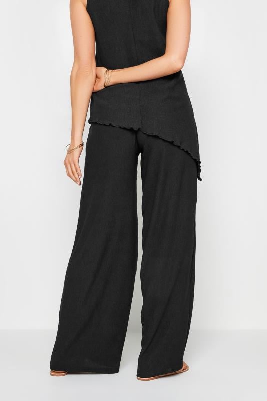 Evans LTS Tall Black Textured Wide Leg Trousers