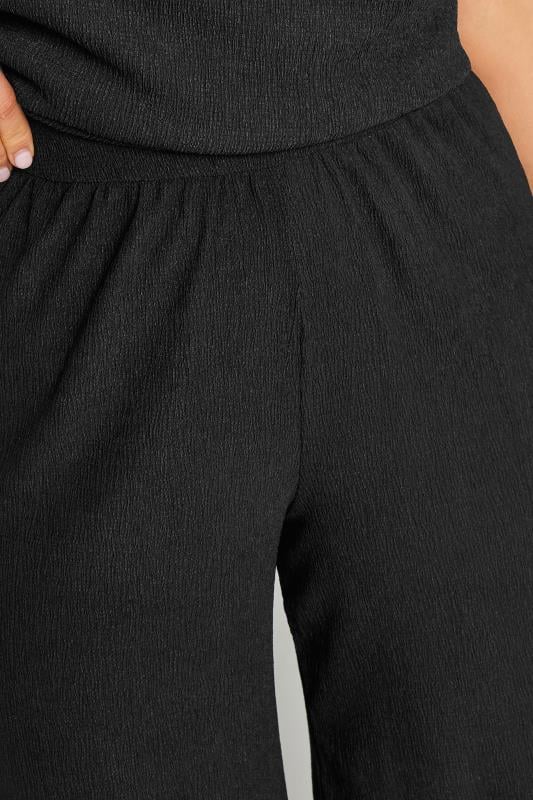 Evans LTS Tall Black Textured Wide Leg Trousers