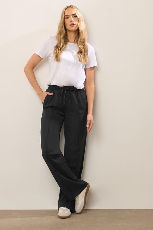 Evans LTS Tall Black Tie Waist Wide Leg Trousers