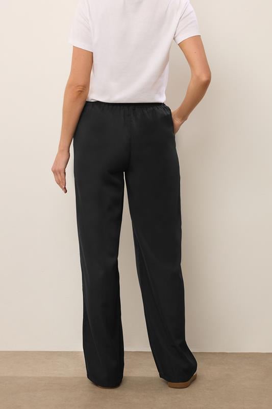 Evans LTS Tall Black Tie Waist Wide Leg Trousers