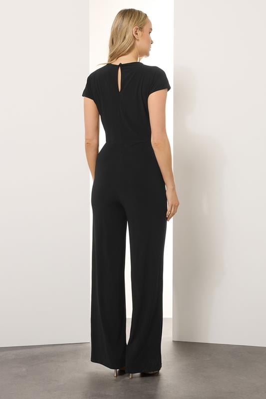 Evans LTS Tall Black Twist Front Wide Leg Jumpsuit