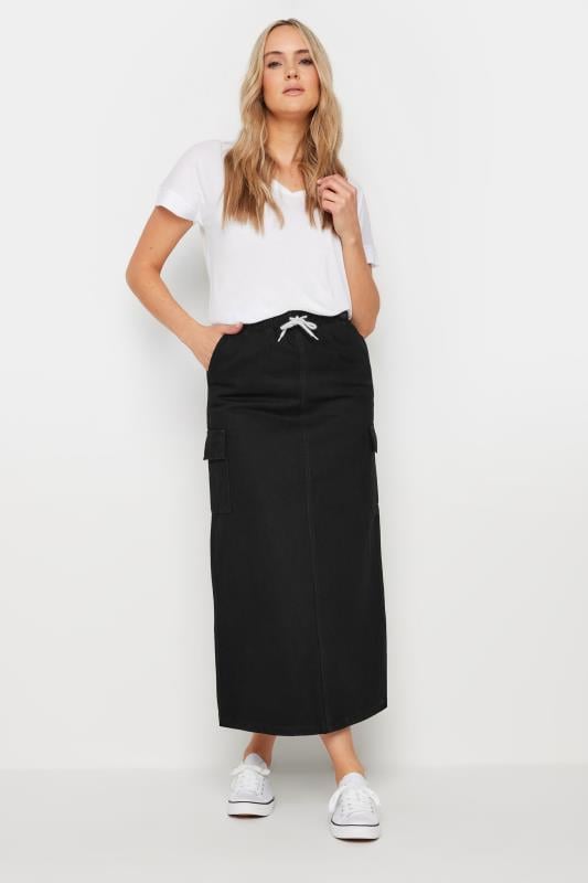 Evans LTS Tall Black Wash Denim Midaxi Skirt