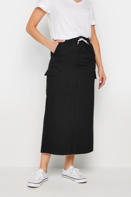 Evans LTS Tall Black Wash Denim Midaxi Skirt