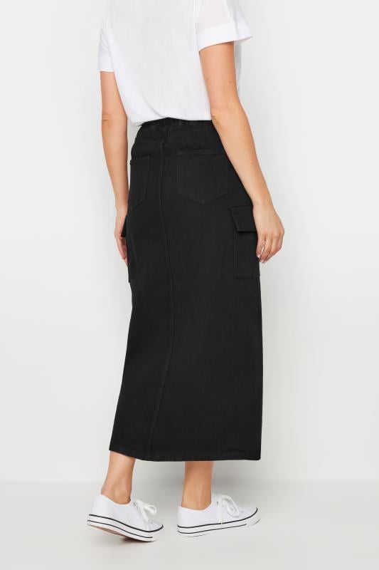 Evans LTS Tall Black Wash Denim Midaxi Skirt
