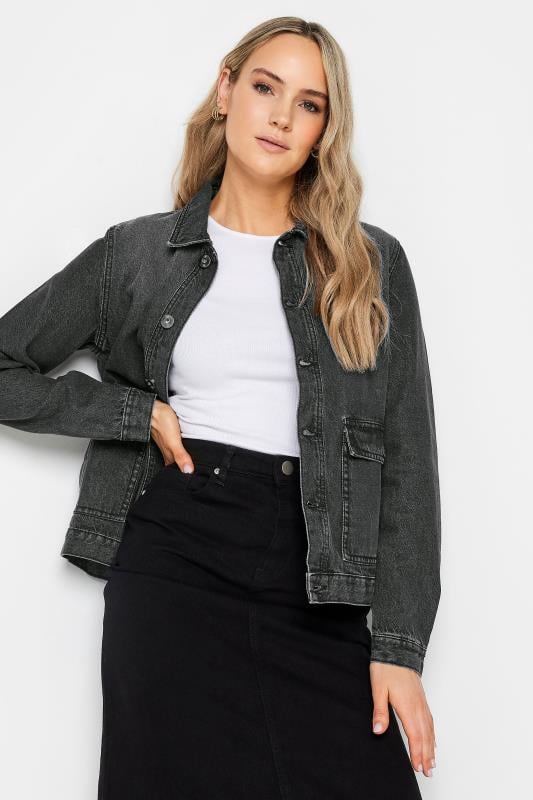 Evans LTS Tall Black Washed Denim Jacket