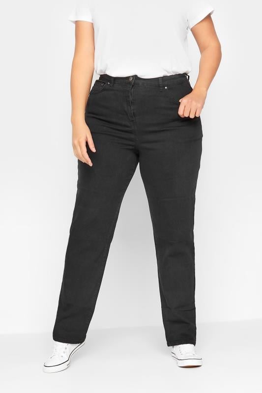 evans LTS Tall Black Washed UNA Stretch Mom Jeans