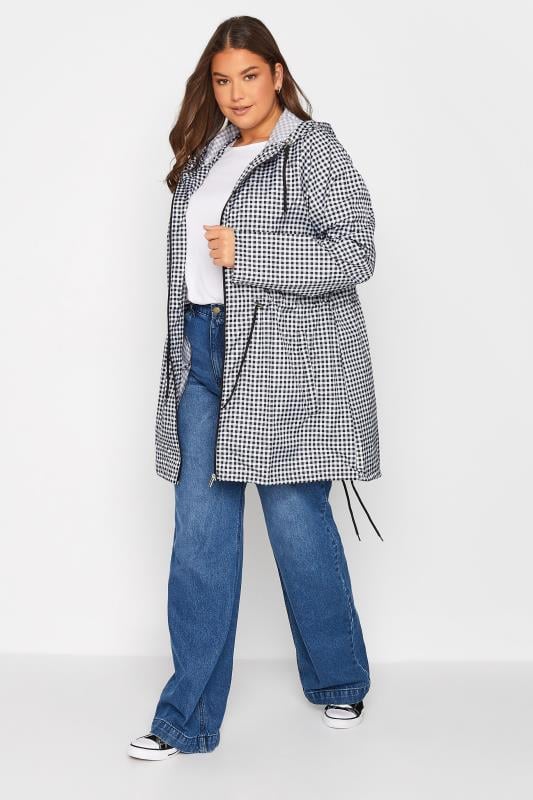 Evans LTS Tall Black & White Gingham Pocket Parka