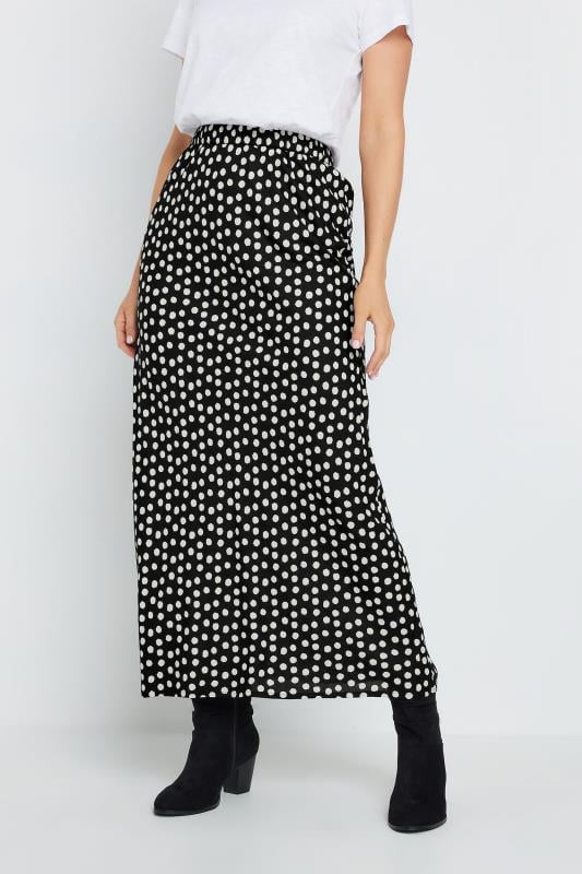 Evans LTS Tall Black & White Spot Print Midaxi Skirt
