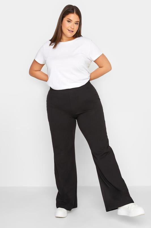 Evans LTS Tall Black Wide Leg Jersey Yoga Pants